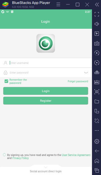 login page of the app 5