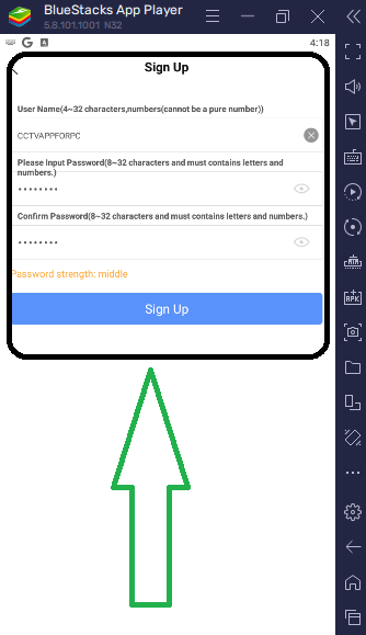 register username and password 6